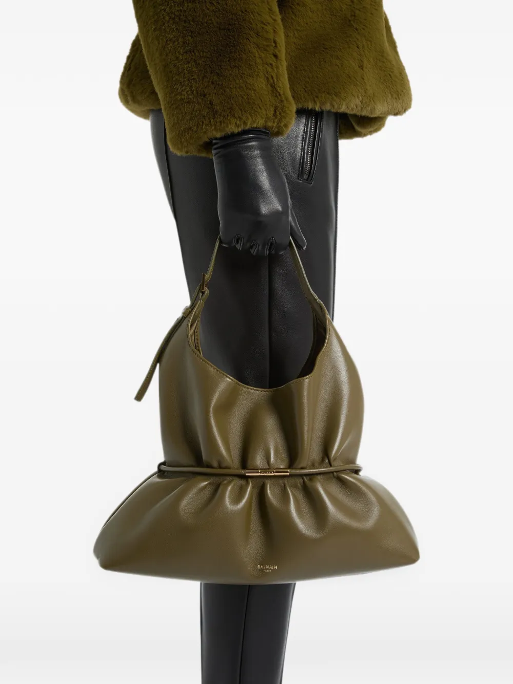 Balmain Medium Sphynx tas van glad leer Groen