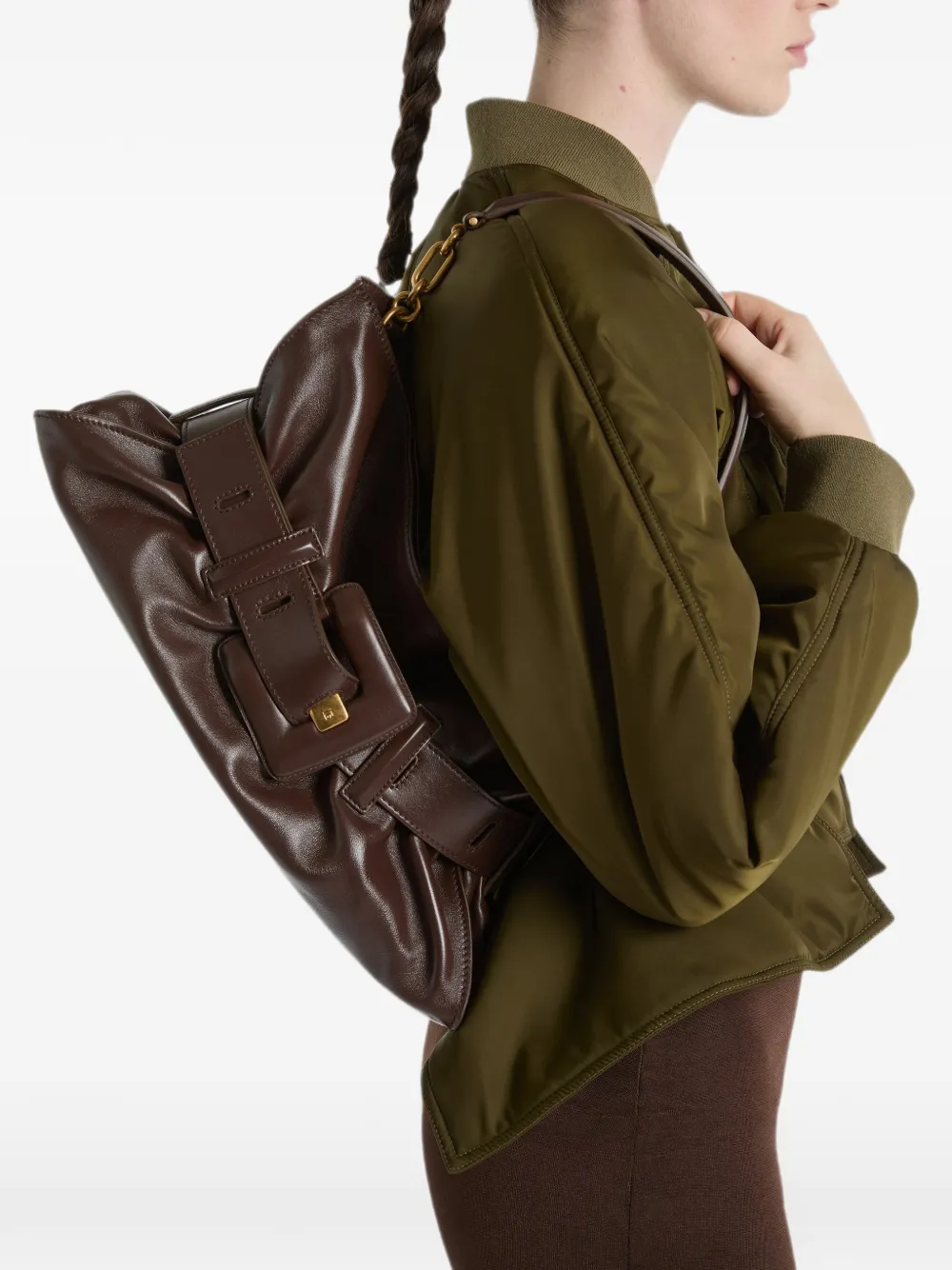 Balmain Medium Anthem tas van glad leer Bruin