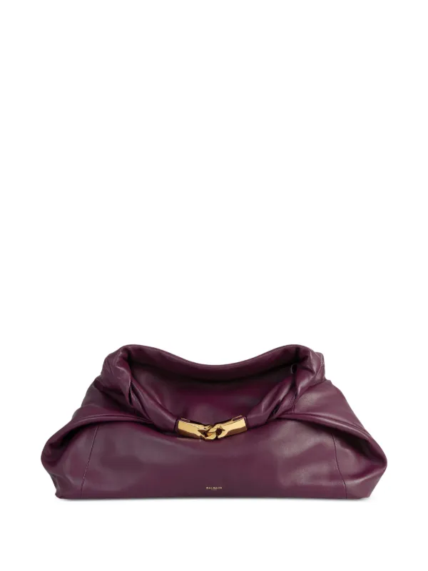 Balmain Dinner At 8 Medium Bag in Smooth Leather in Purple