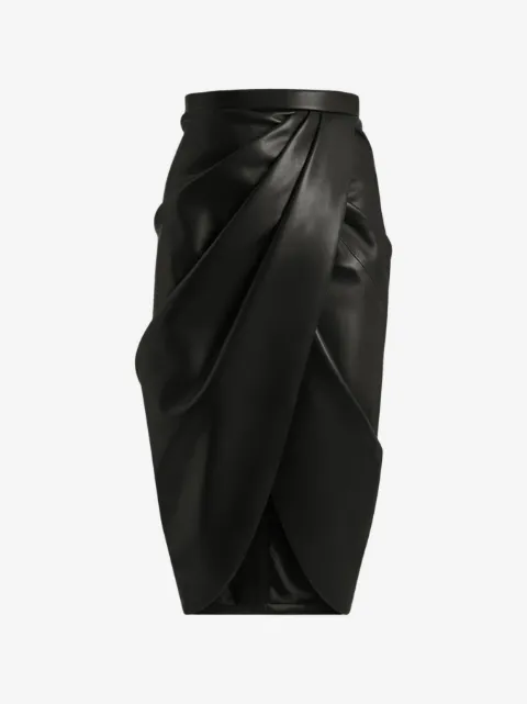 Balmain draped lambskin midi skirt