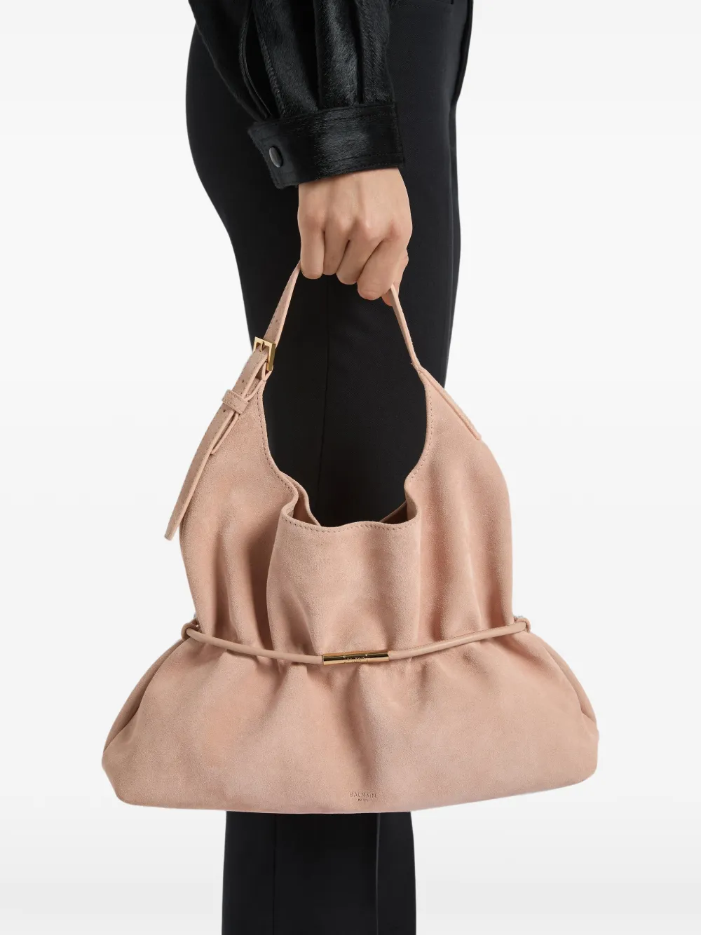 Balmain Medium Sphynx suède tas Roze