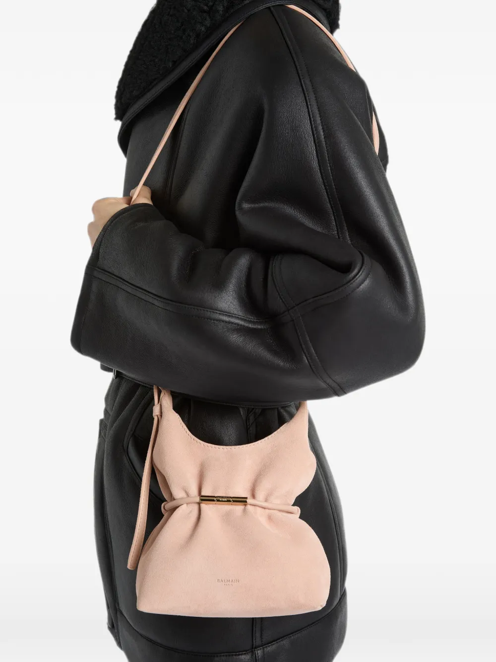 Balmain Sphynx suède mini-tas Roze
