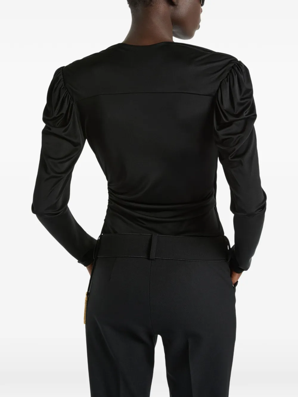 Balmain Gedrapeerde vloeiende jersey top Zwart