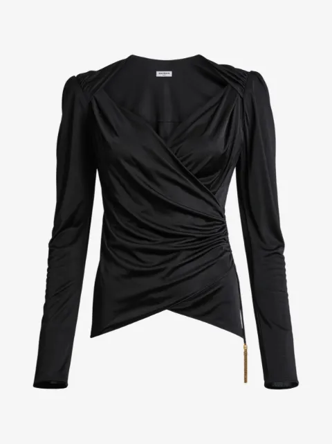 Balmain draped flowing jersey top