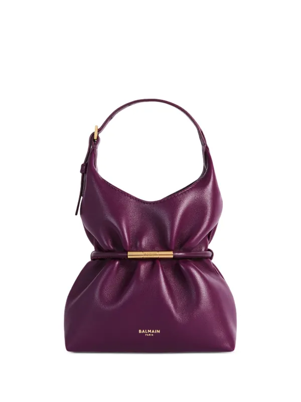 Balmain Sphynx Mini Bag in Smooth Leather in Purple