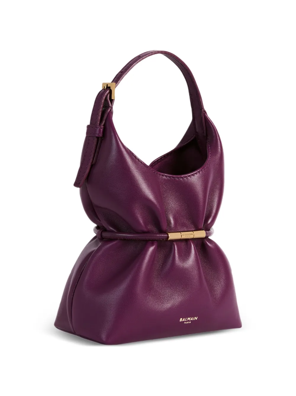 Balmain Sphynx Mini Bag in Smooth Leather in Purple, view 4