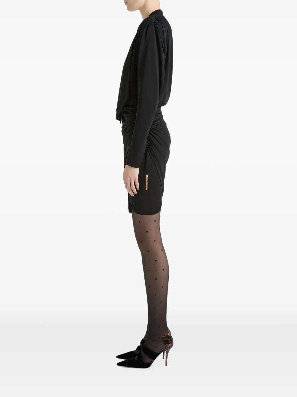 Balmain Gedrapeerde jersey jurk Zwart