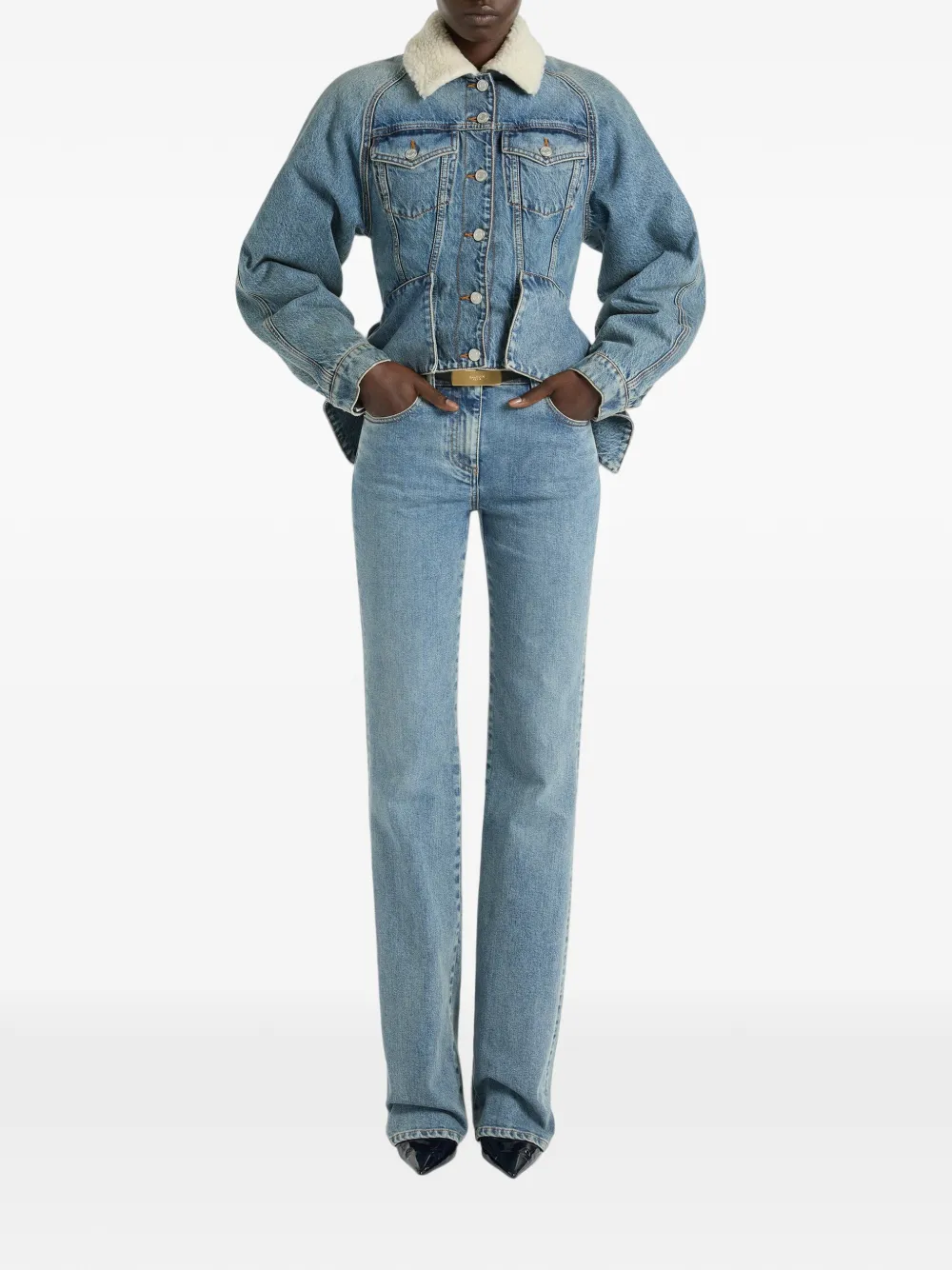 Balmain Vervaagd denim jack Blauw