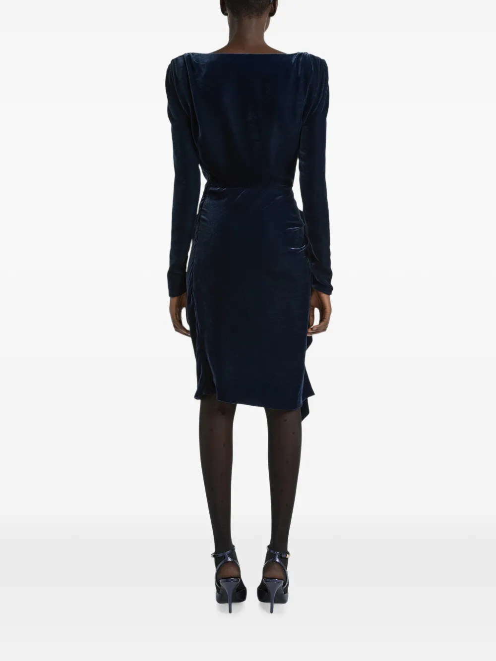 Balmain Fluwelen jurk met kanten bh en strikdetail Blauw