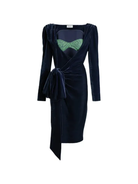 Balmain velvet dress with lace bra and tie detail