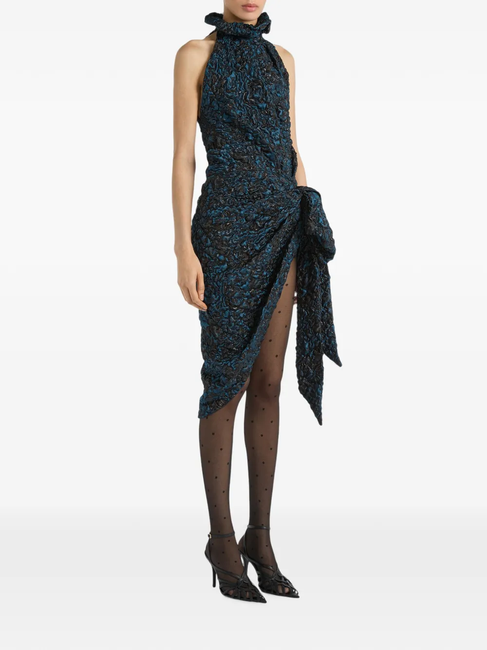 draped cloqué jacquard dress, image 4 of 8