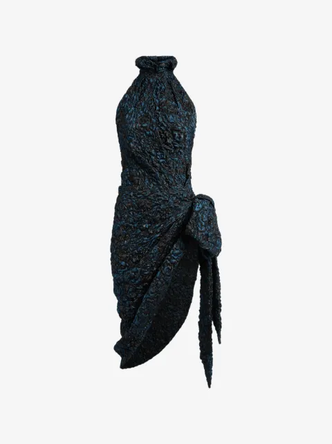 Balmain robe drapée en jacquard cloqué