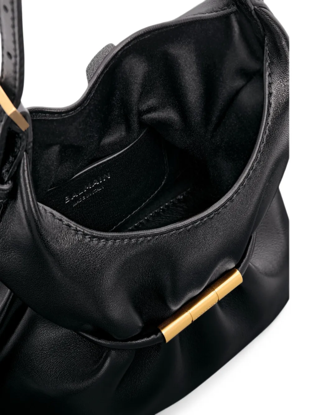 Balmain Sphynx mini-tas van glad leer Zwart