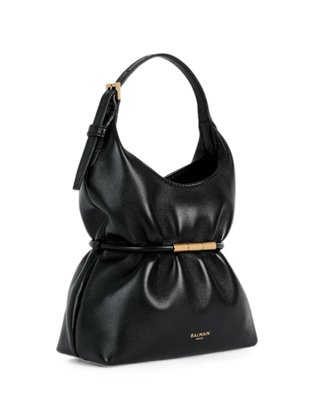 Balmain Sphynx mini-tas van glad leer Zwart