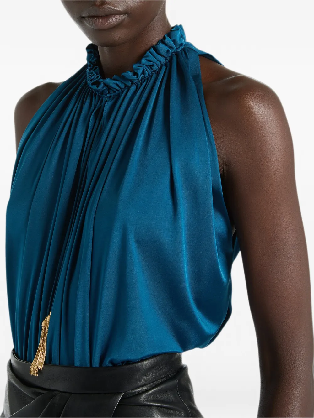 Balmain Geplooide jersey top Blauw