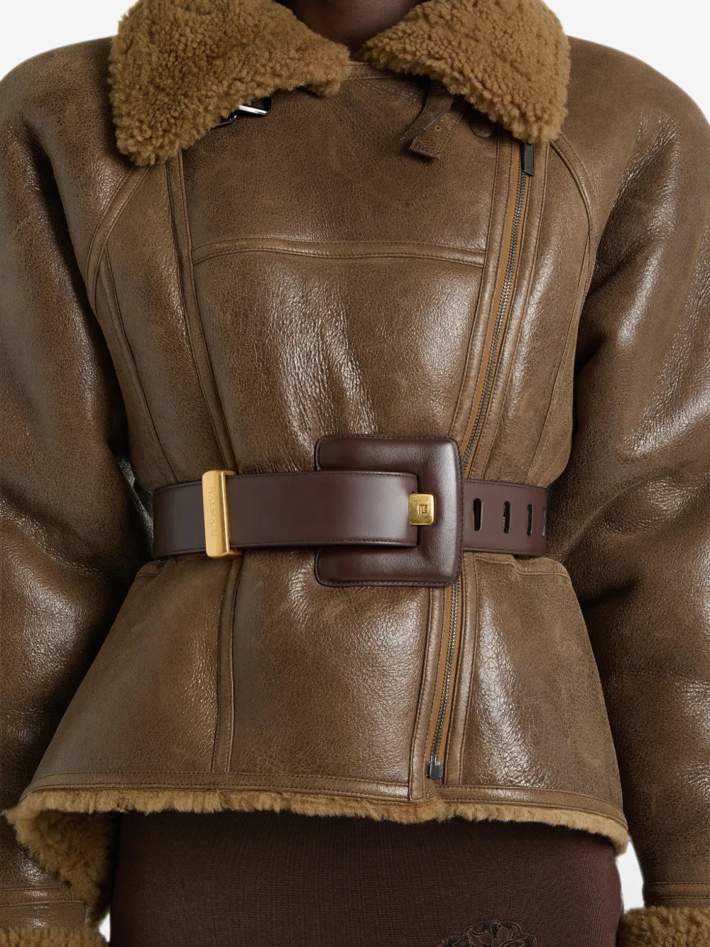 Balmain Anthem Smooth-leather Belt in Brown, view 4
