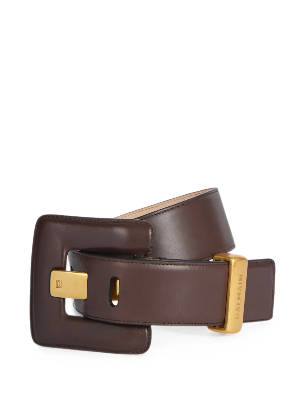 Balmain Anthem Smooth-leather Belt in Brown, view 2