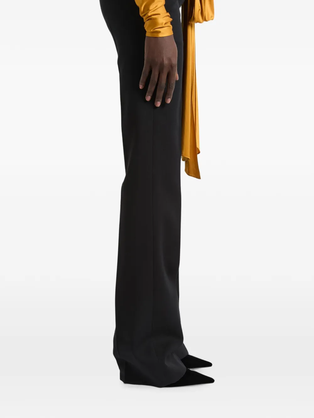 Balmain Low-waist wollen-satijnen broek Zwart