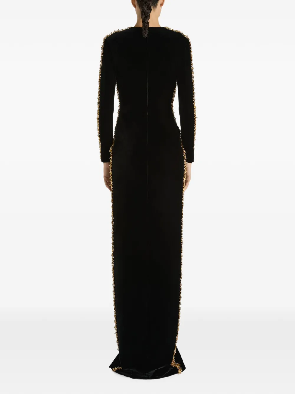 Balmain Fluwelen jurk met geborduurde afwerking Zwart