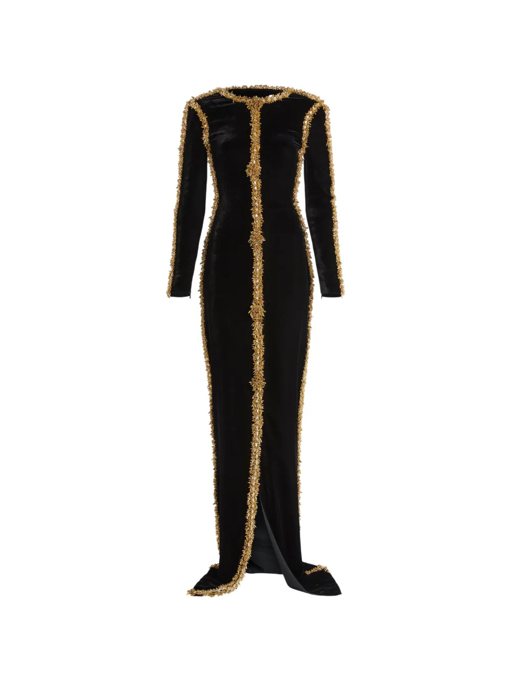 Balmain Abito lungo con ricamo - Nero