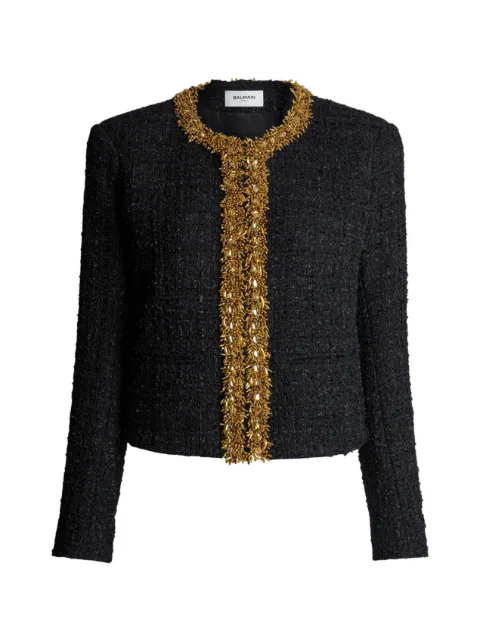 Balmain chamarra de tweed con bordado