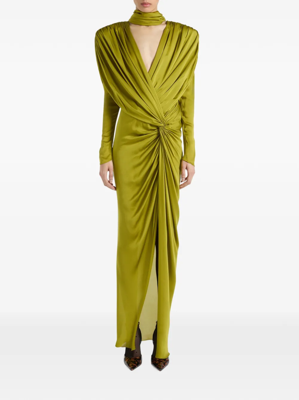 Balmain Zijden chiffon maxi-jurk Groen