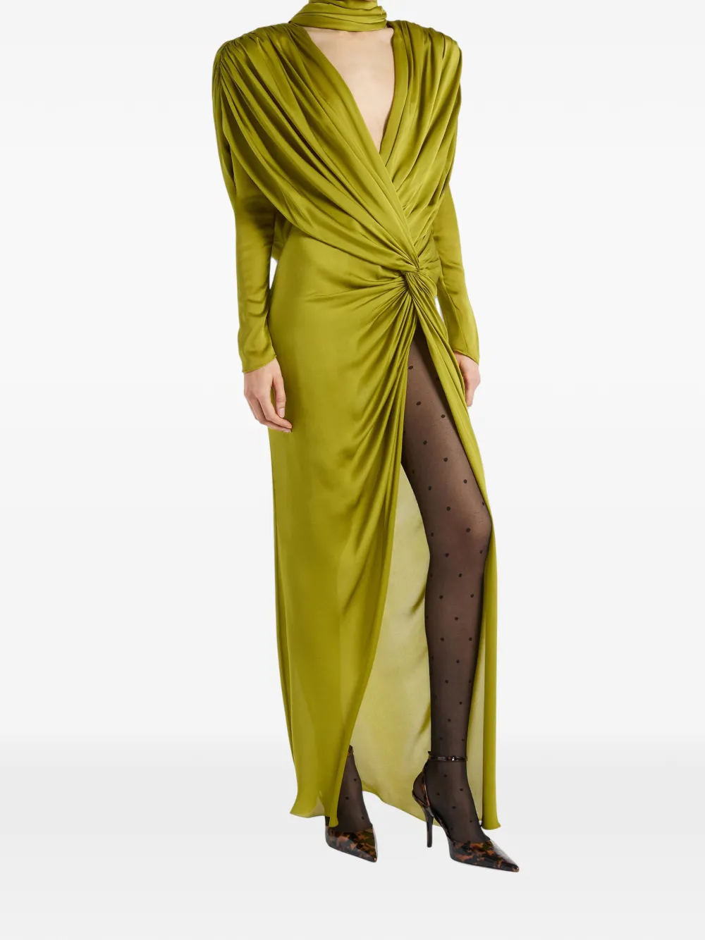 Balmain Zijden chiffon maxi-jurk Groen
