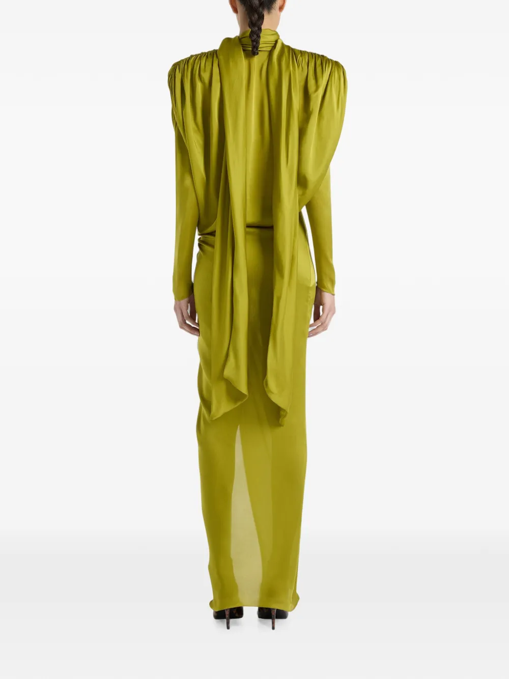 Balmain Zijden chiffon maxi-jurk Groen