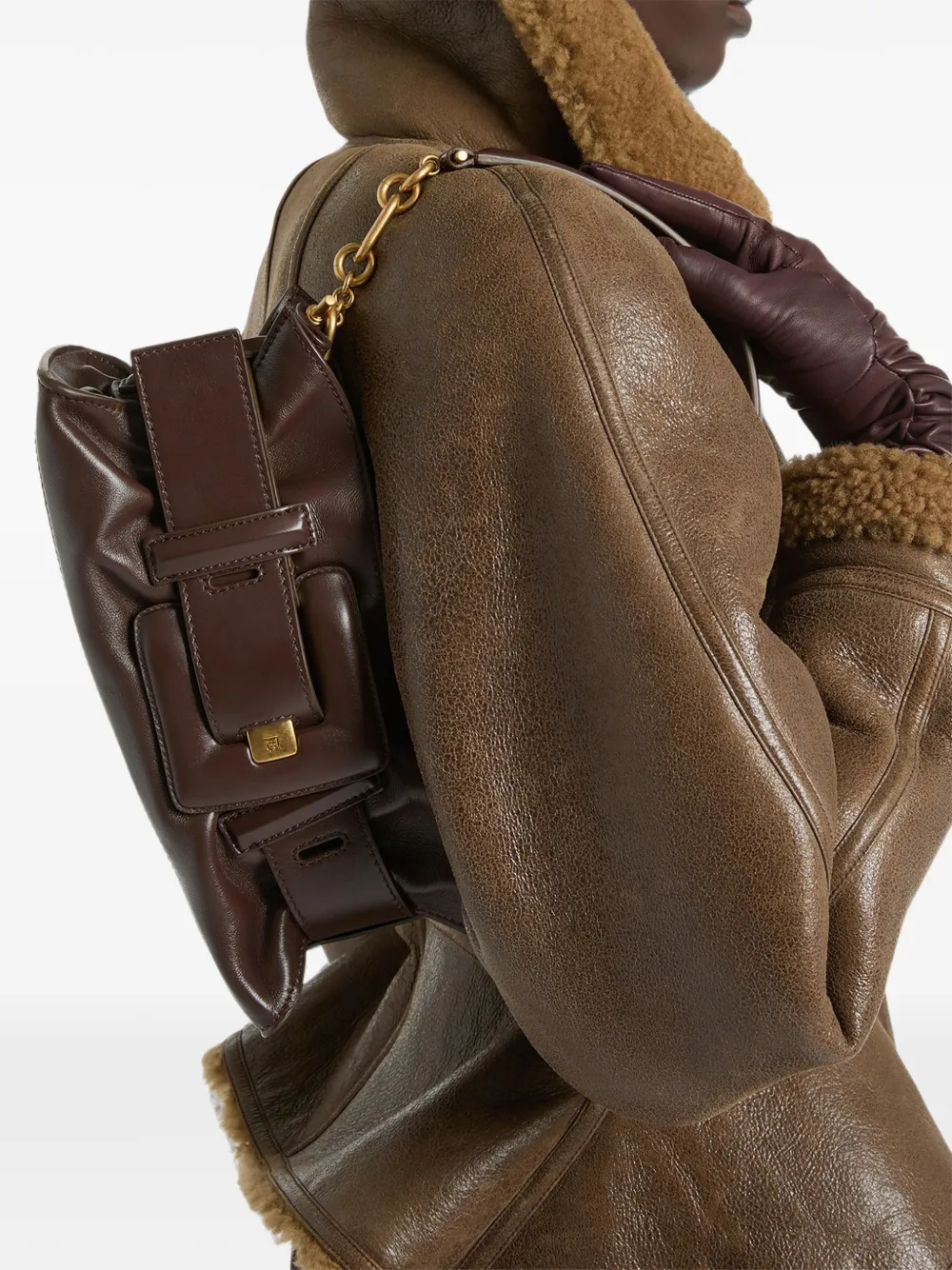 Balmain Kleine Anthem tas van glad leer Bruin