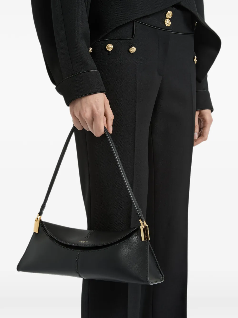 Balmain 64-83 kleine tas van glad leer Zwart