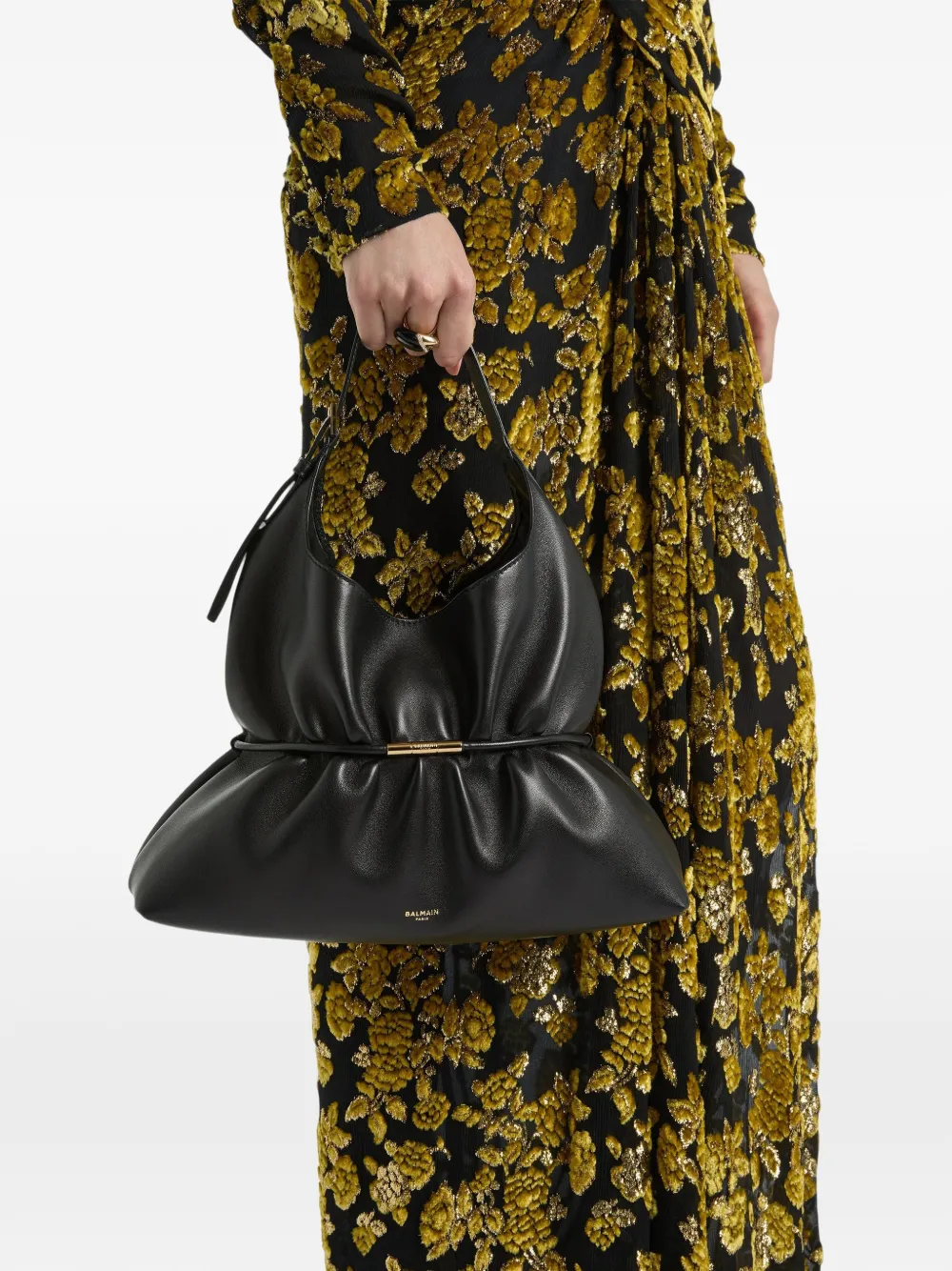 Balmain Medium Sphynx tas van glad leer Zwart
