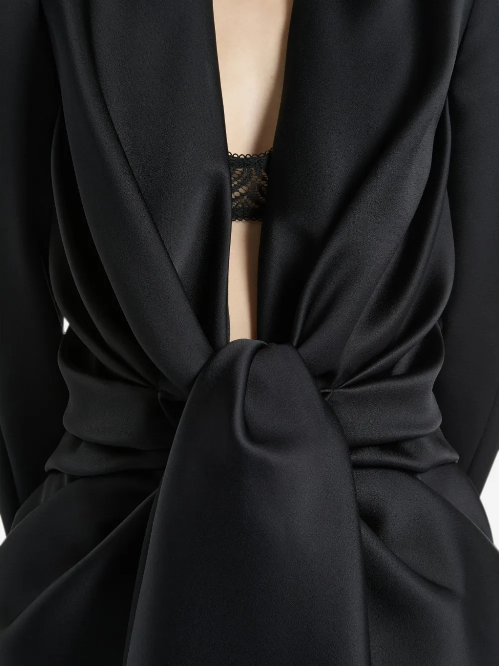 Balmain Satijnen crêpe jack met strikdetail Zwart