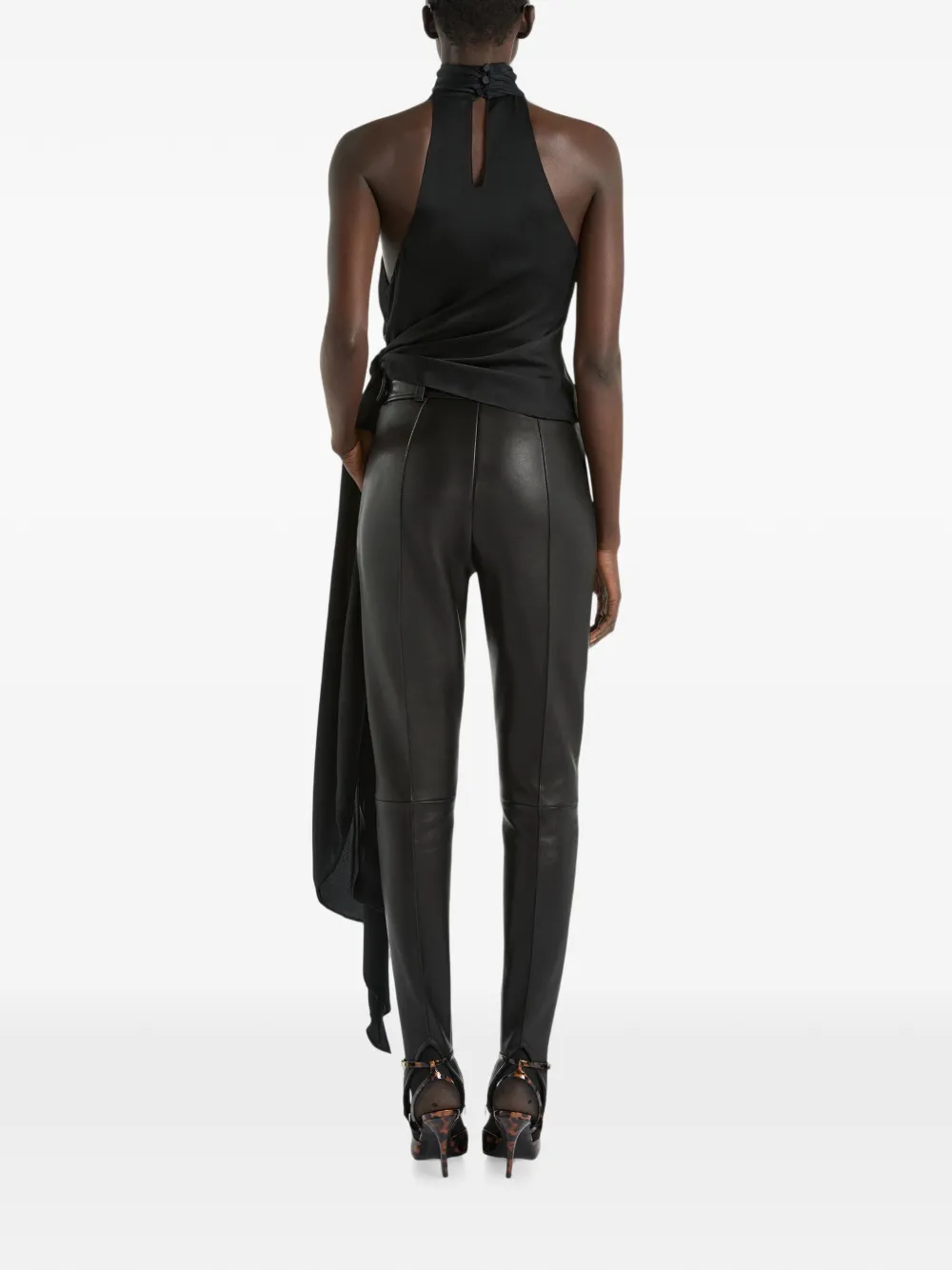 Balmain Zijden-chiffon top met open rug Zwart