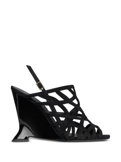 Balmain wedge cage sandals in suede