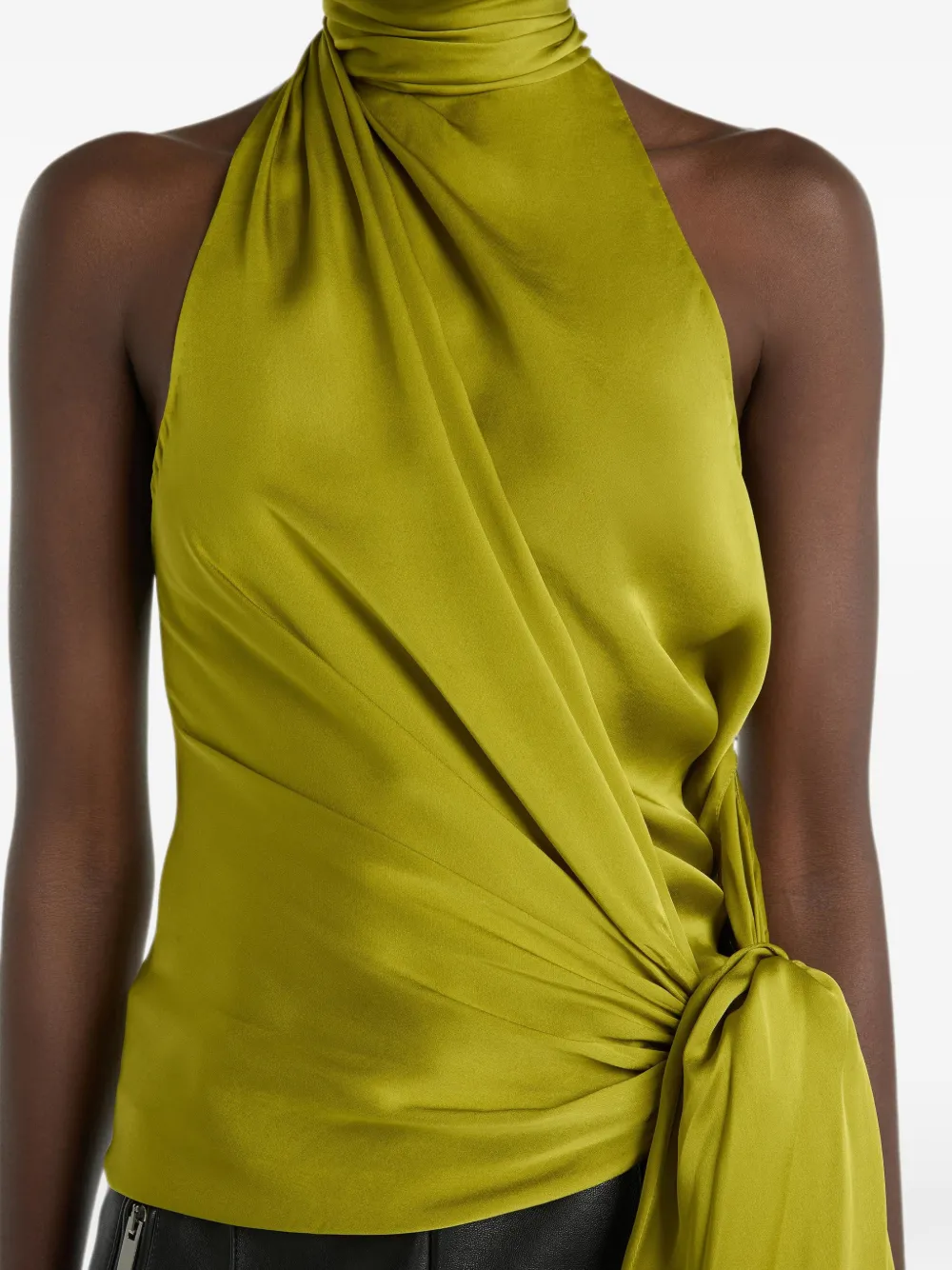 Balmain Zijden chiffon top met open rug Groen