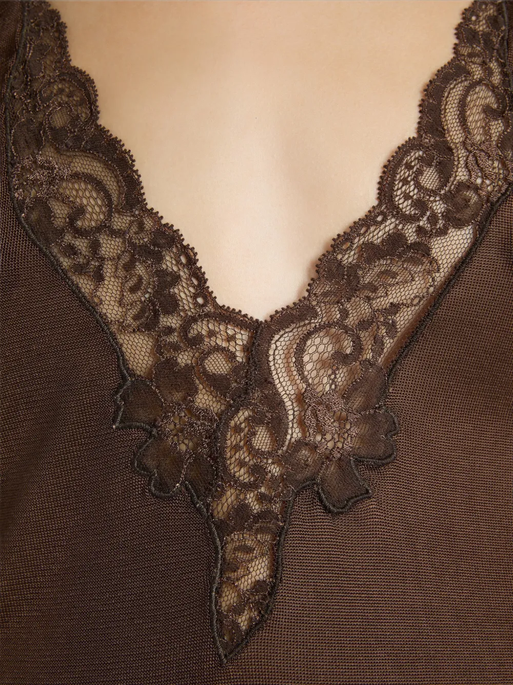 Balmain Gebreide top met kant Bruin