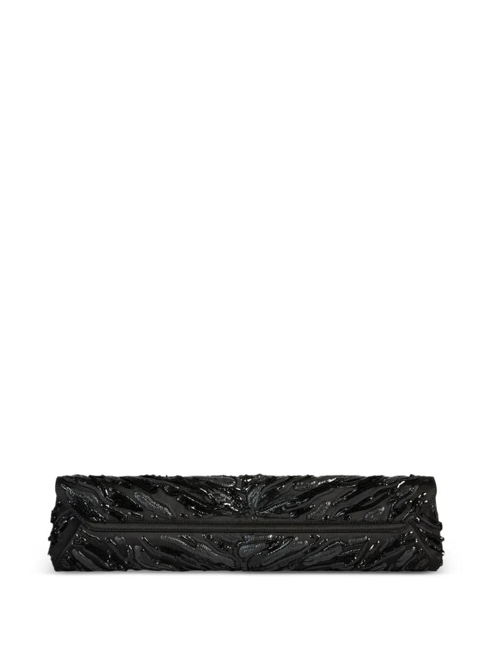 Balmain Lange satijnen clutch met borduurwerk Zwart