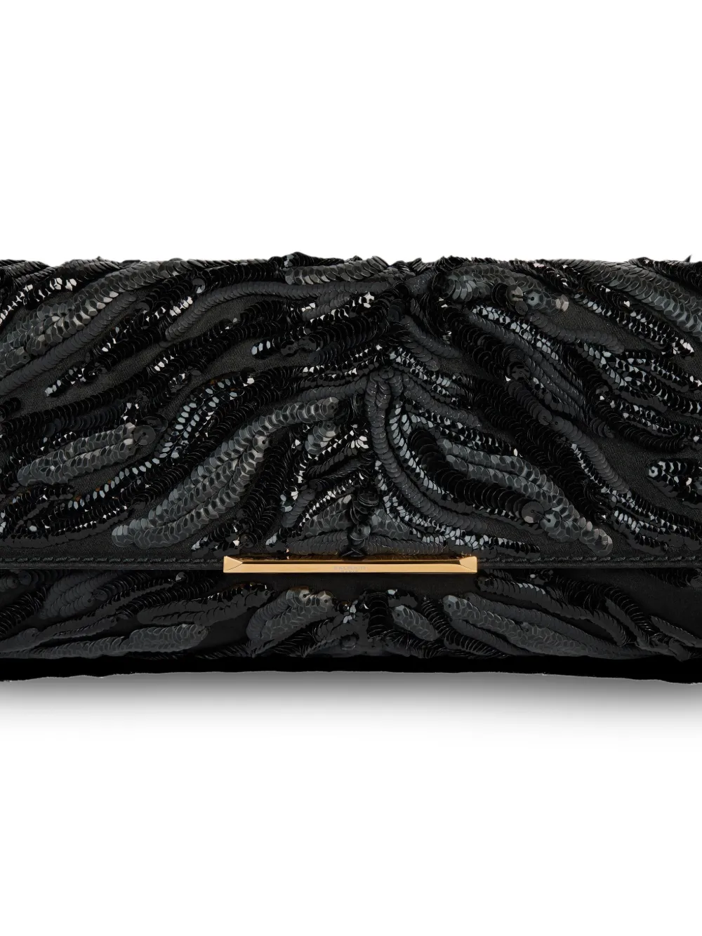 Balmain Lange satijnen clutch met borduurwerk Zwart