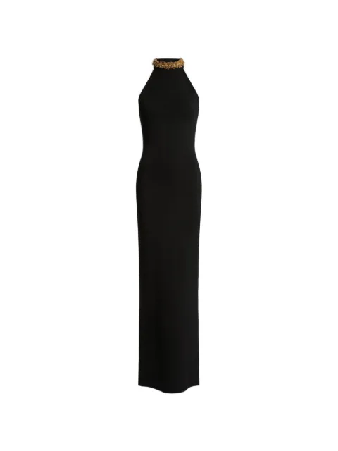 Balmain long milano jersey dress with embroidery