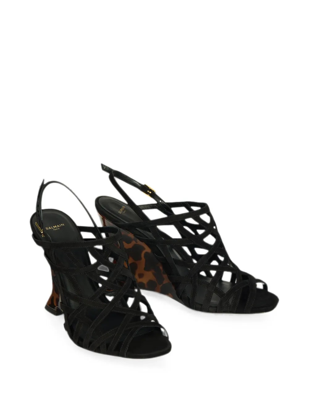 Balmain Suède sandalen met sleehak Zwart