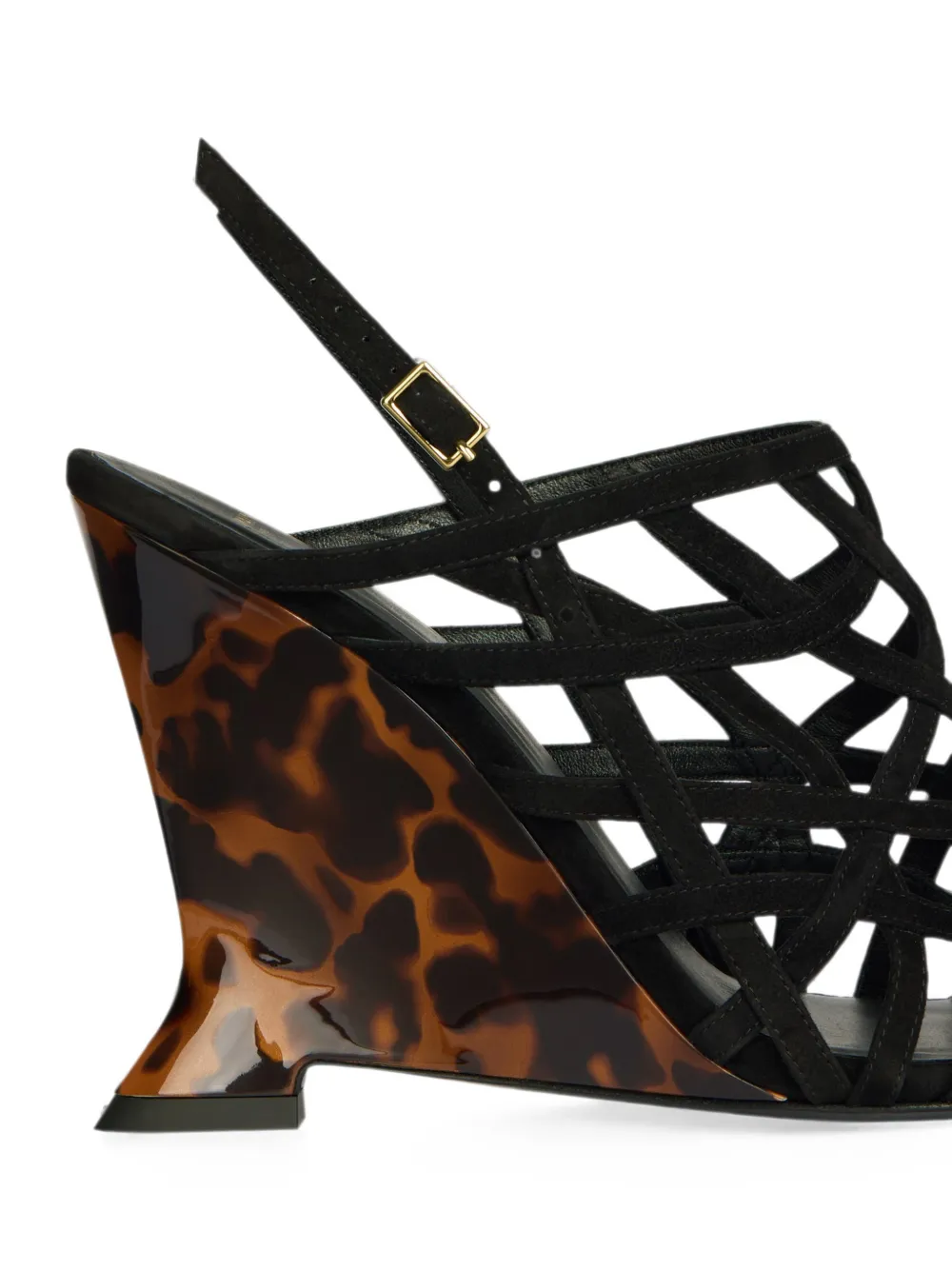 Balmain Suède sandalen met sleehak Zwart