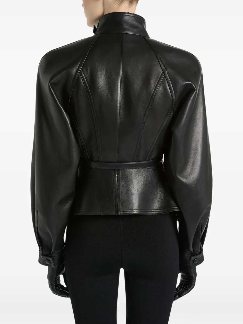 Balmain Lamsleren peplum jack Zwart