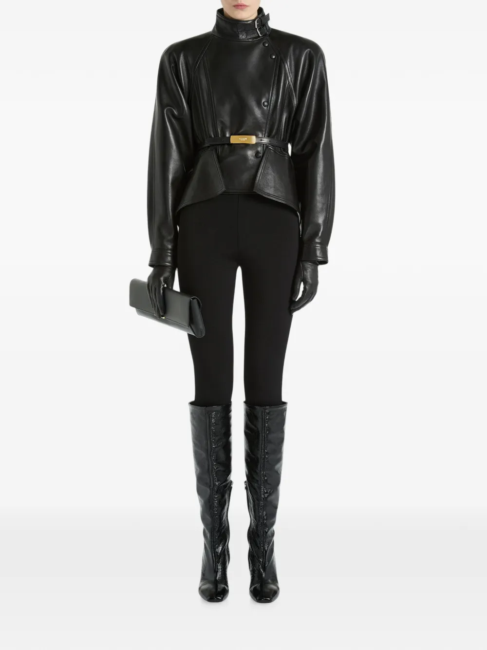 Balmain Lamsleren peplum jack Zwart