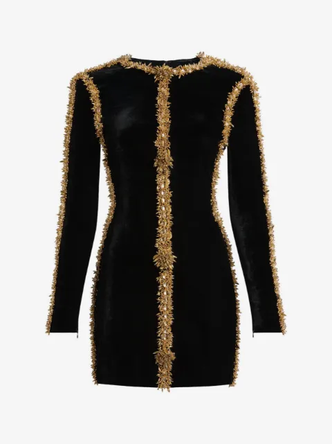 Balmain velvet dress with embroidered trim