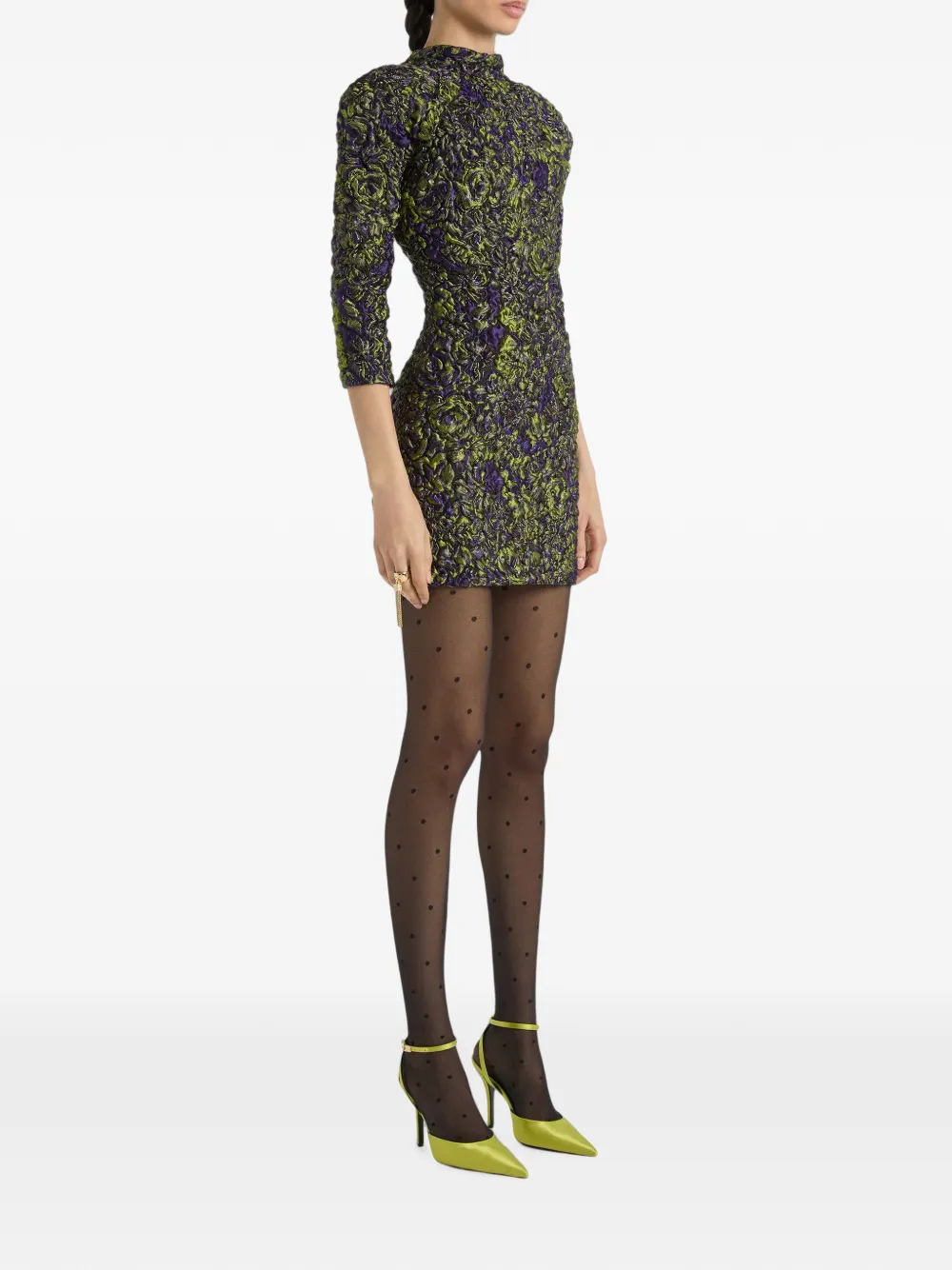 Balmain Cloqué jurk met jacquard Groen