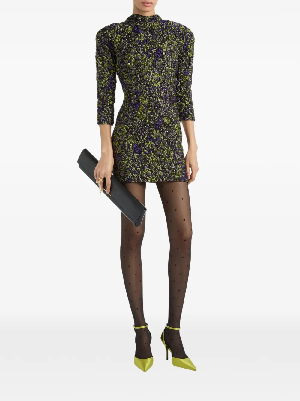 Balmain Cloqué jurk met jacquard Groen