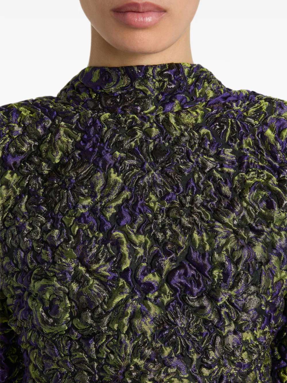 Balmain Cloqué jurk met jacquard Groen