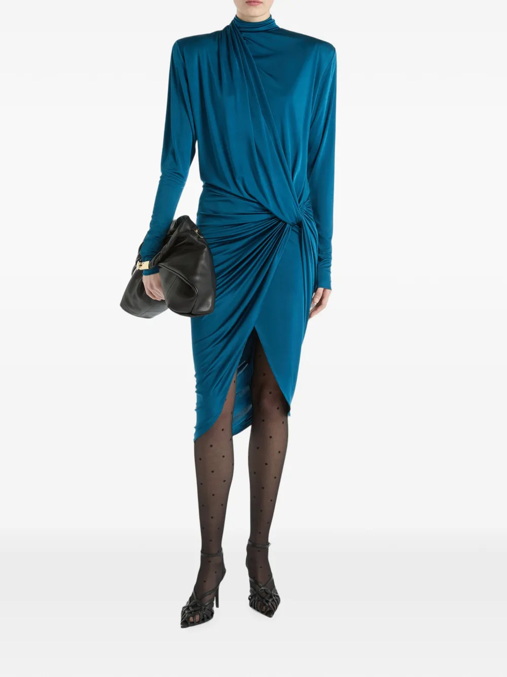 Balmain Gedrapeerde jersey jurk Blauw