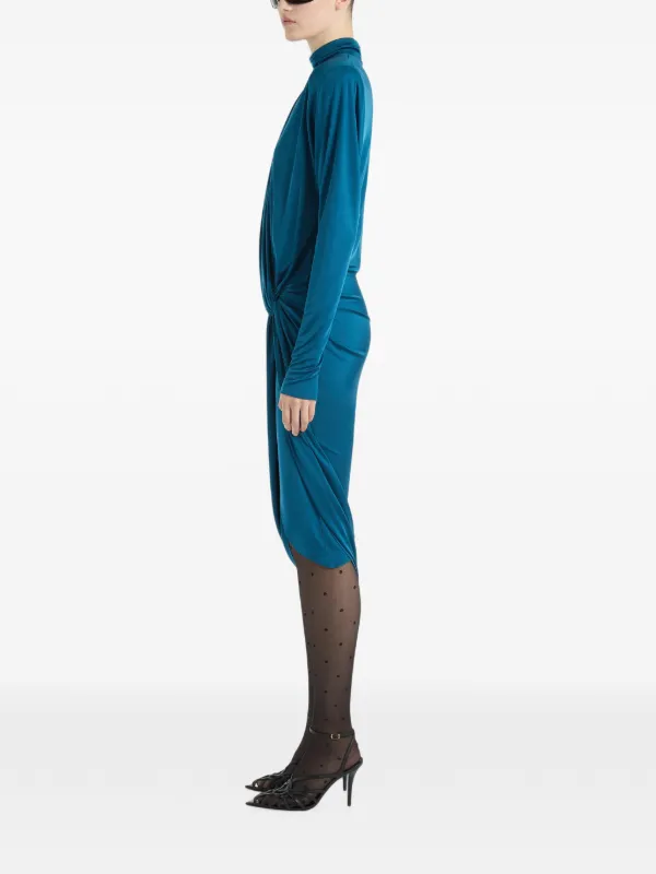 Balmain Draped Flowing Jersey Dress | Blue