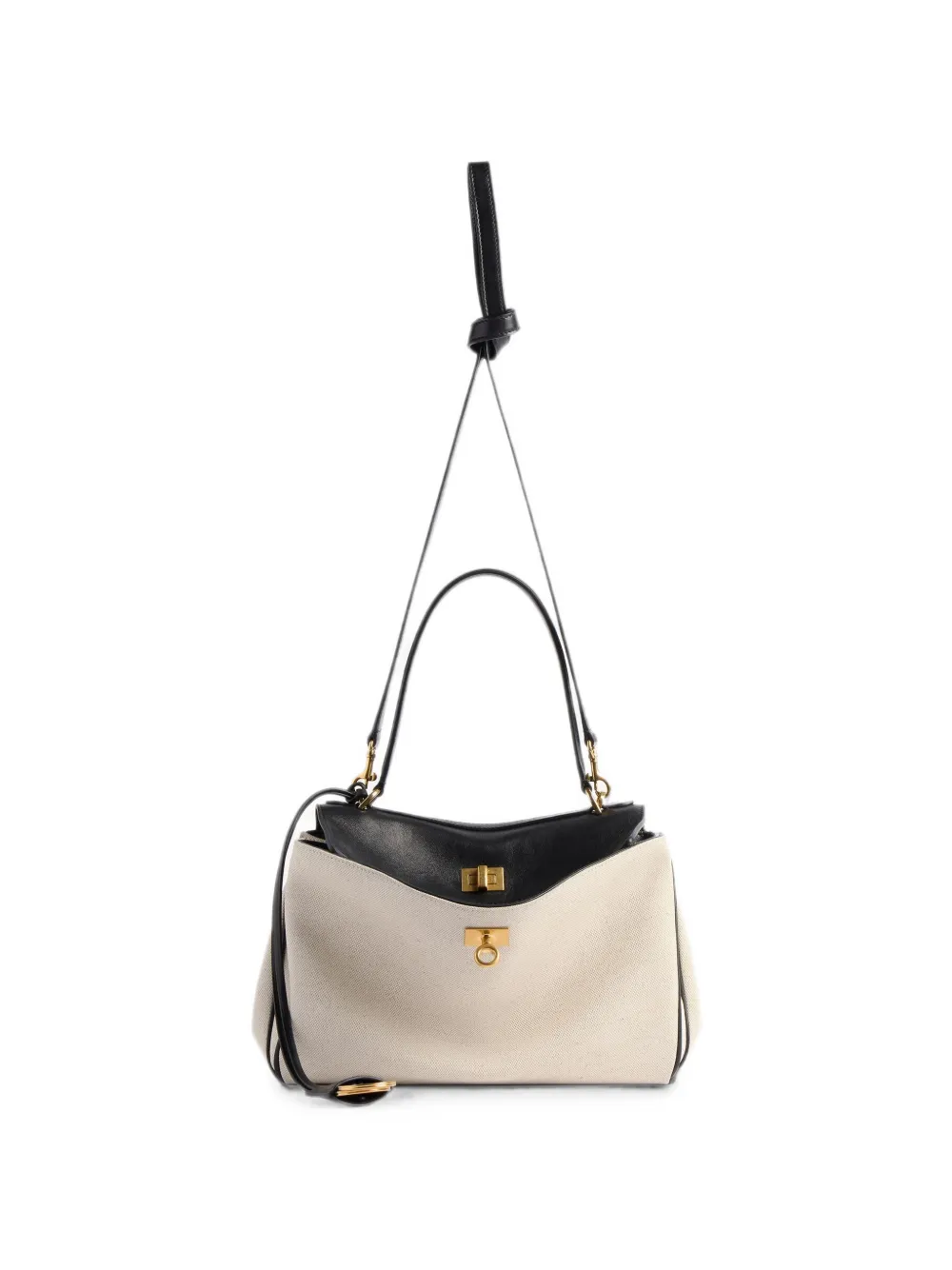  Balenciaga Rodeo Small Linen And Leather Tote Bag - Neutro 